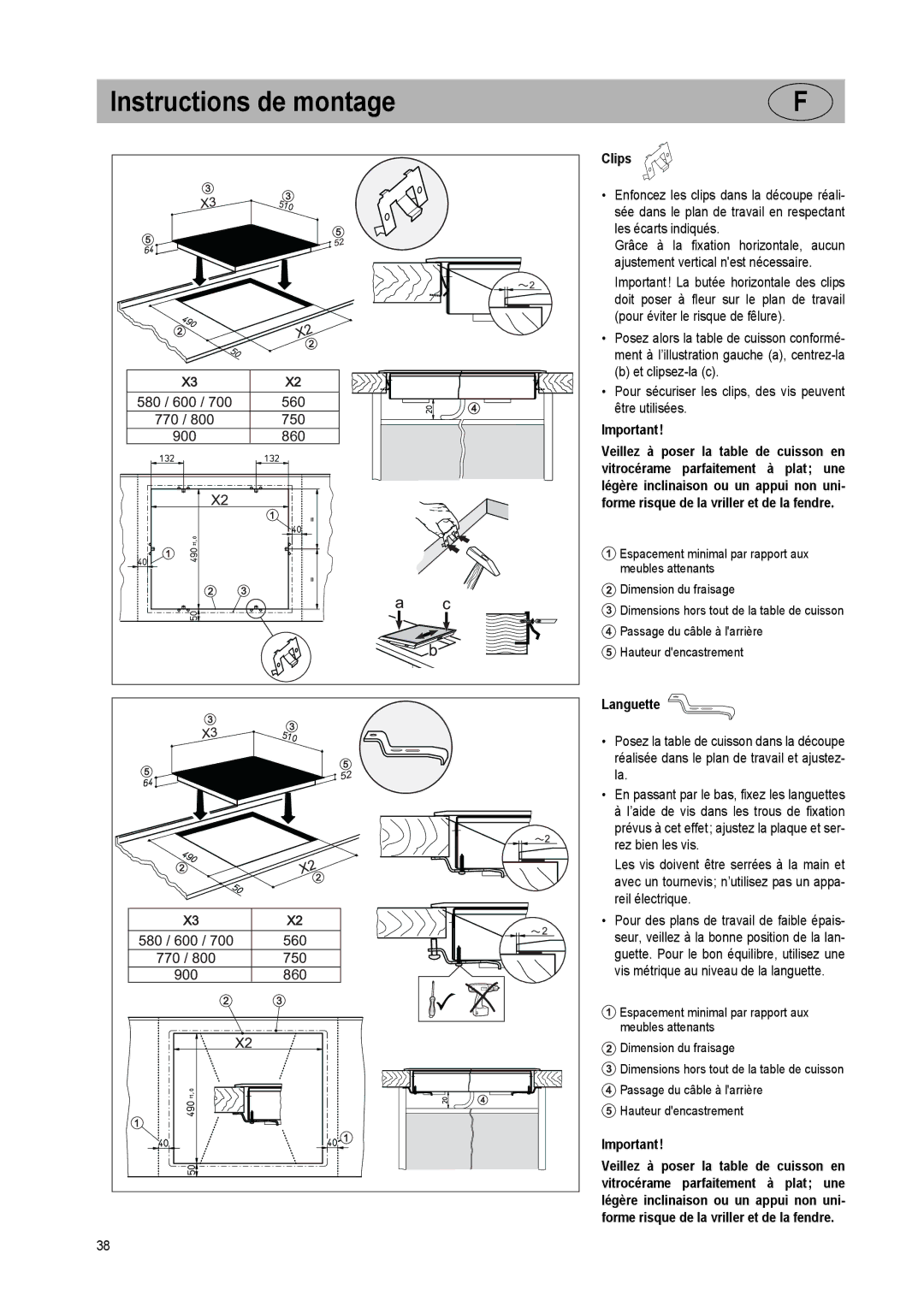 Smeg SE2951ID manual Clips, Languette 