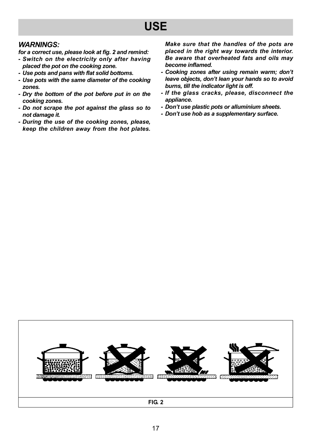 Smeg SE32CX manual Use 