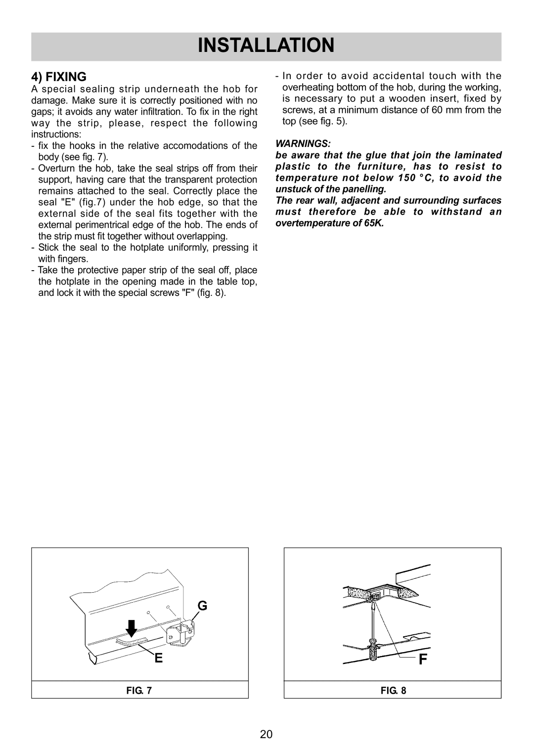 Smeg SE32CX manual Fixing 