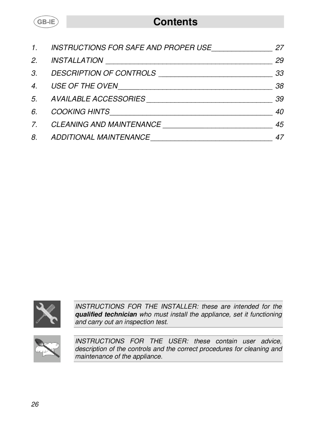 Smeg SE598XGT, SE598X-5 manual Contents 