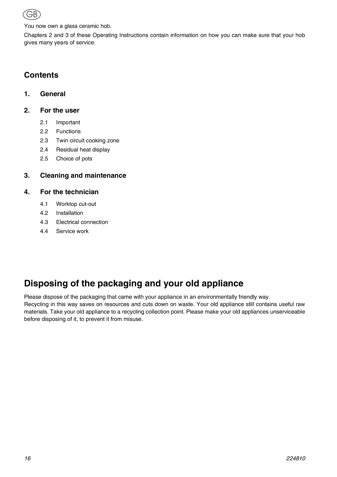 Smeg SE62CX manual Disposing of the packaging and your old appliance, Contents 