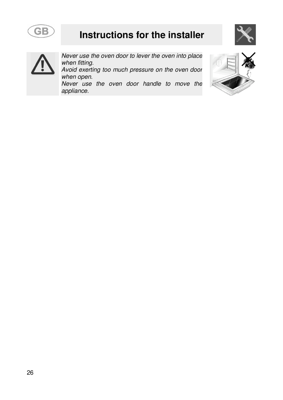 Smeg SE900-5 manual Instructions for the installer 