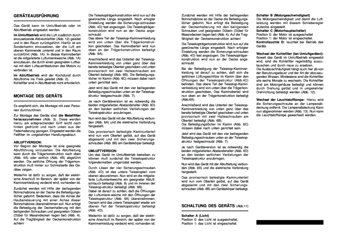 Smeg SED908EB manual Geräteausführung, Montage Des Geräts, SCHALTUNG DES GERÄTS Abb.11, Abluftversion, Umluftversion 