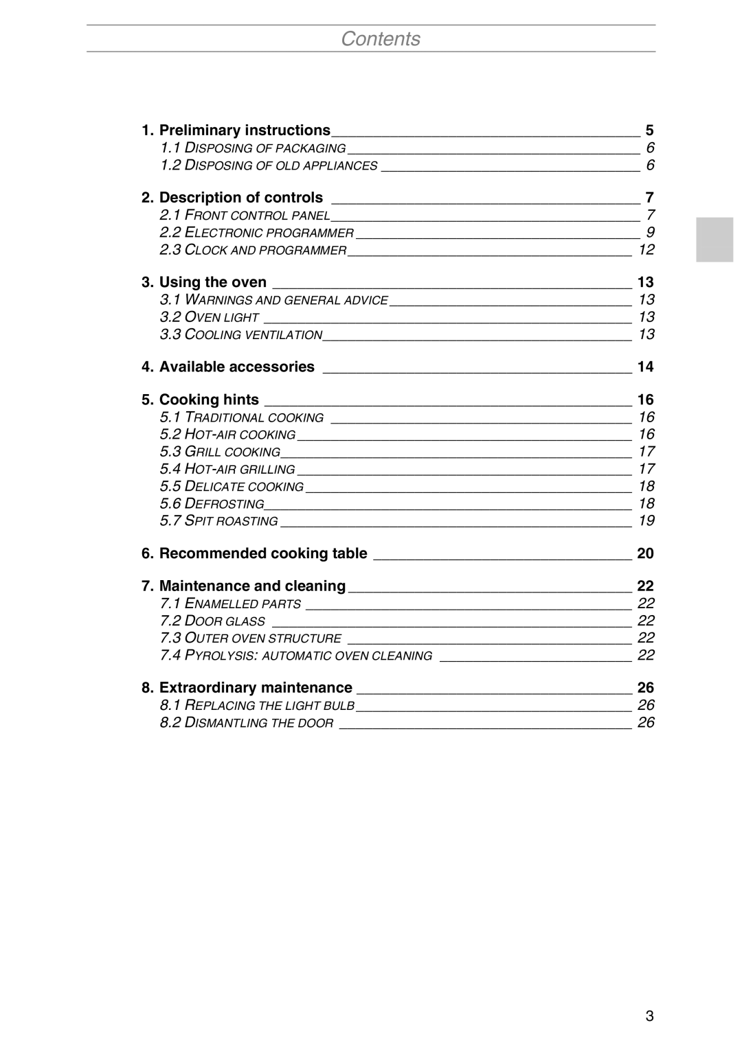 Smeg SIL290X manual Contents 