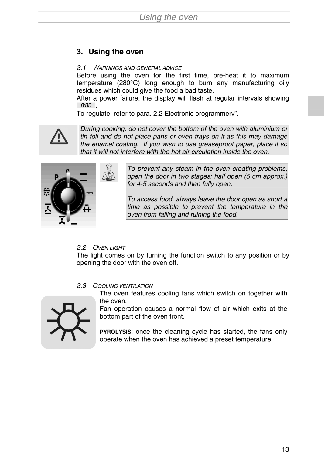 Smeg SIL290X manual Using the oven 