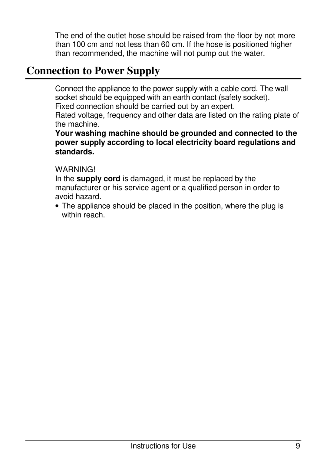 Smeg SLB510.1 manual Connection to Power Supply 