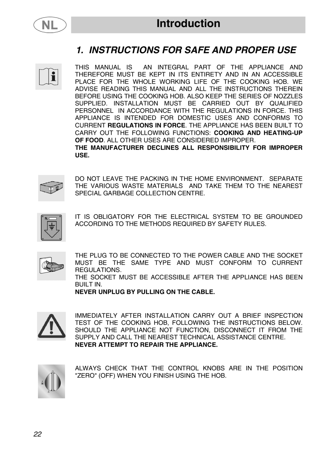 Smeg SLRV596X1 manual Introduction, Instructions for Safe and Proper USE 