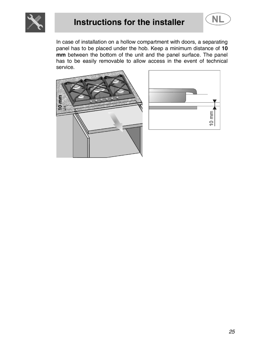 Smeg SLRV596X1 manual Instructions for the installer 