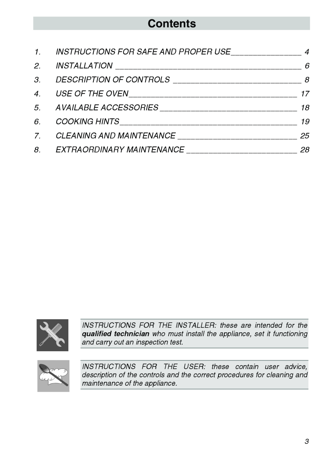 Smeg Smeg Electric Wall Oven, SCA706X manual Contents 