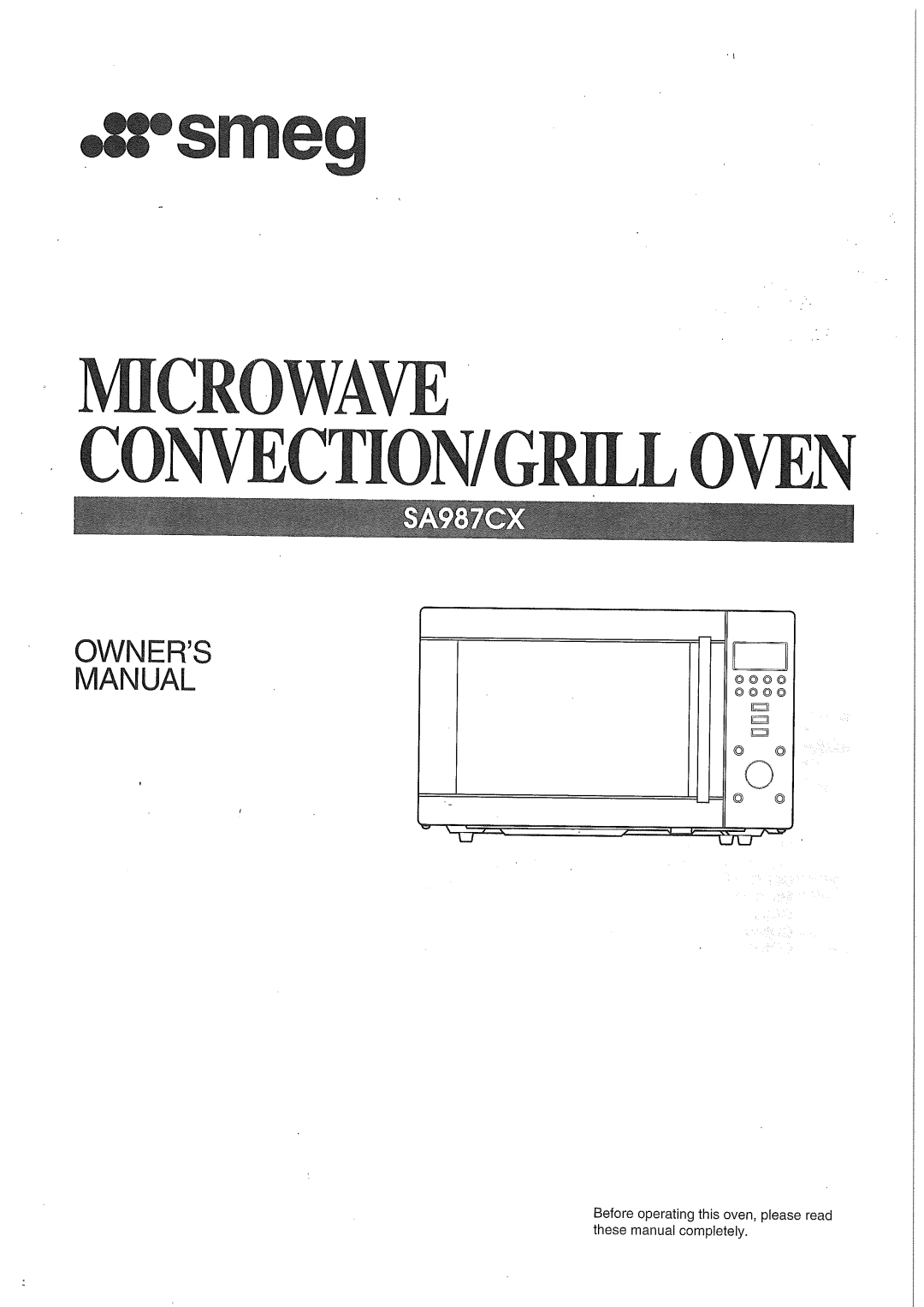 Smeg smeg Microwave Convection/grill Oven, SA987CX manual 