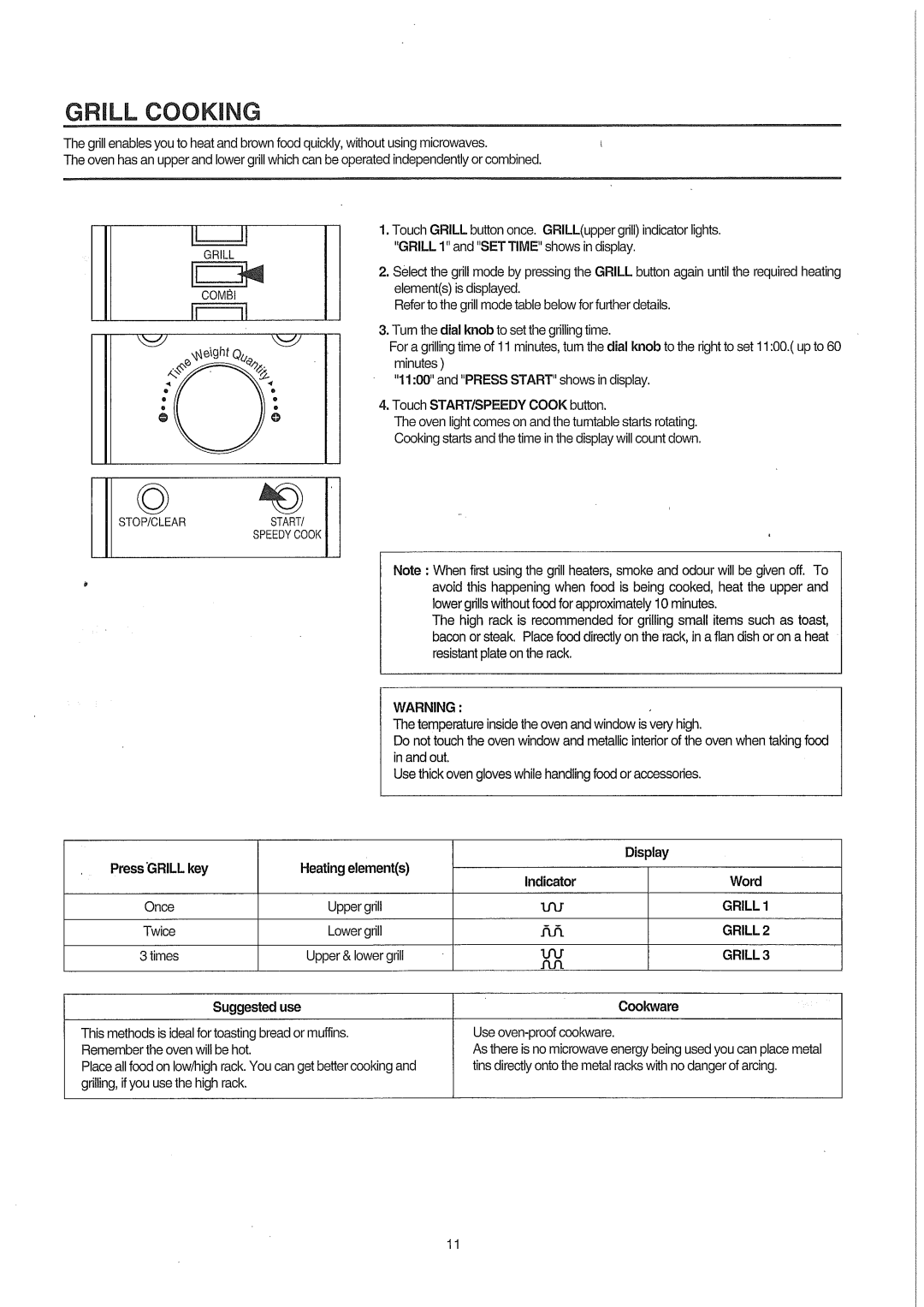 Smeg SA987CX, smeg Microwave Convection/grill Oven manual 