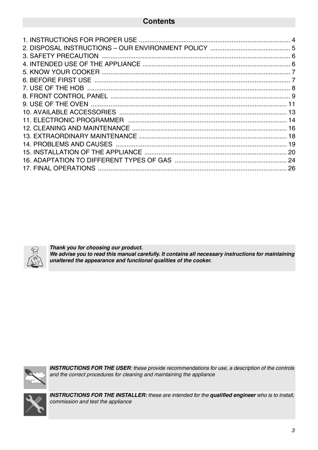 Smeg SNZ106VML manual Contents 