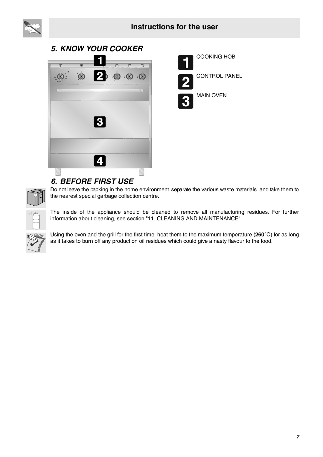 Smeg SNZ60EVX manual Know Your Cooker, Before First USE 