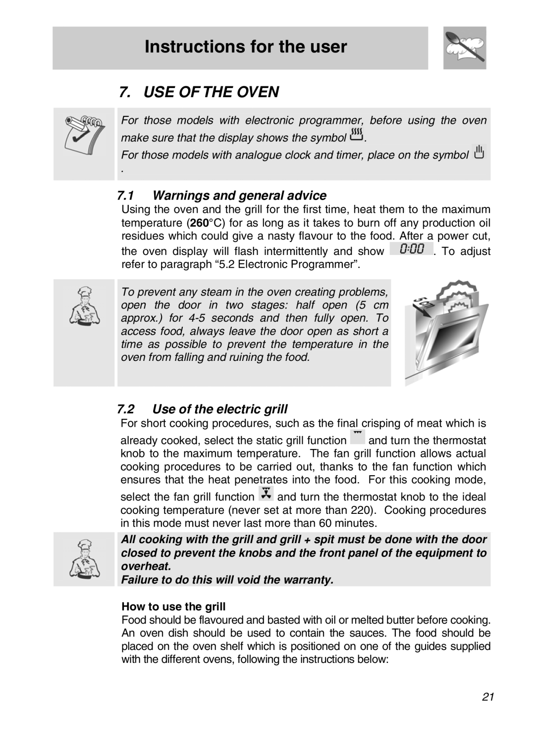 Smeg SNZ61MFX manual USE of the Oven, Use of the electric grill, How to use the grill 