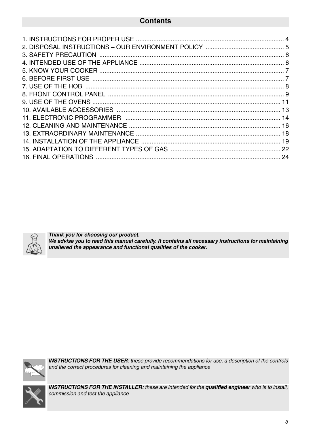 Smeg SNZ61MFA1, SNZ61MFX1 manual Contents 