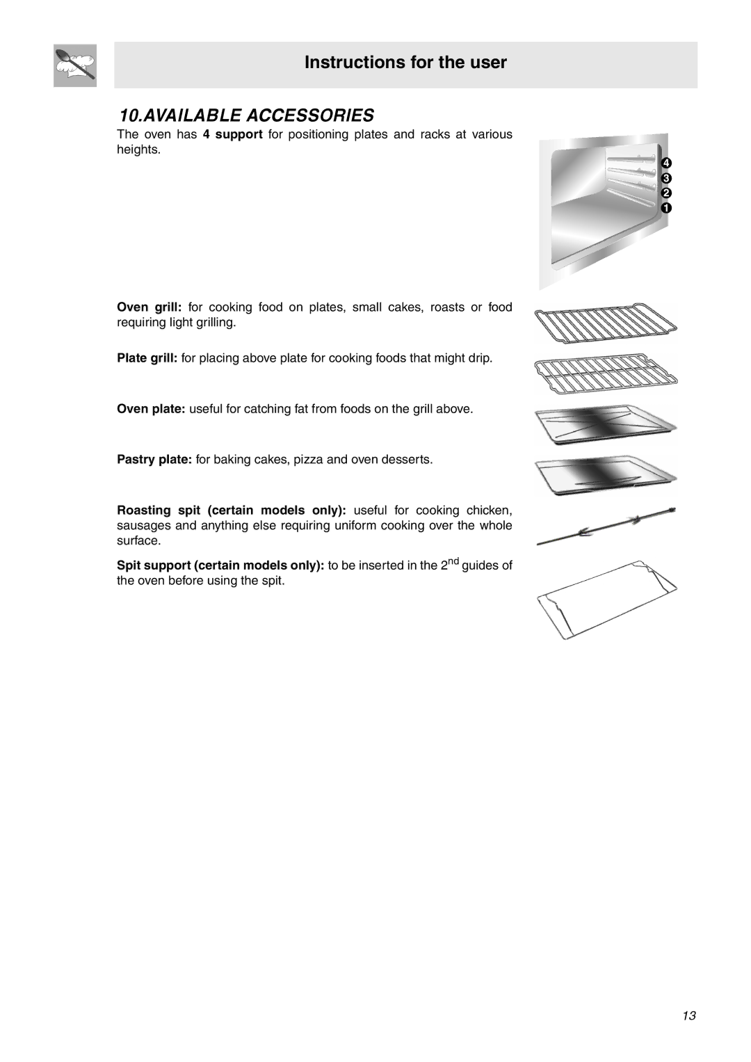 Smeg SNZ91MFX, SNZ91MFA, SNZ90MFX manual Available Accessories 