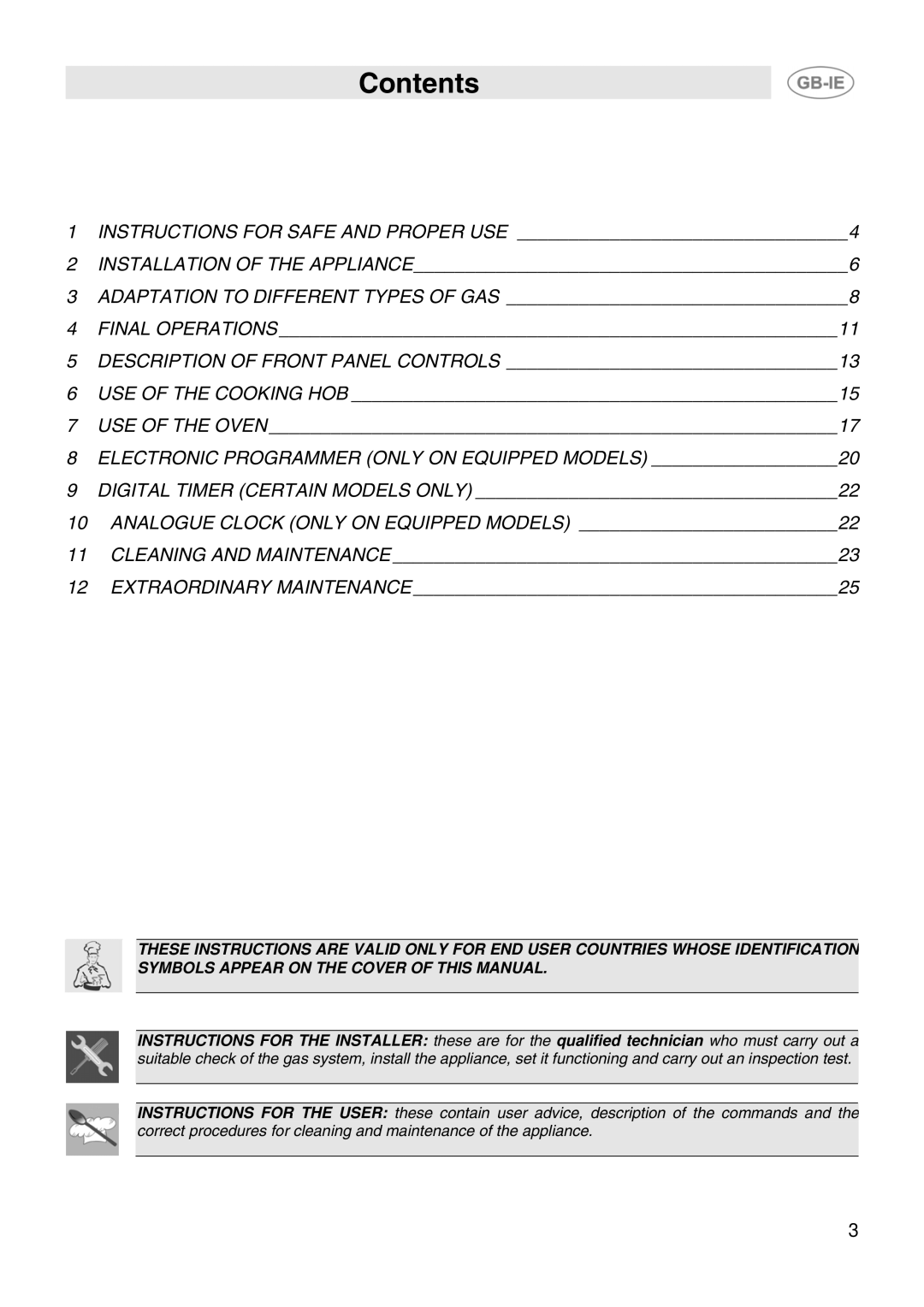 Smeg SP106VLIR, SP106VLME manual Contents 