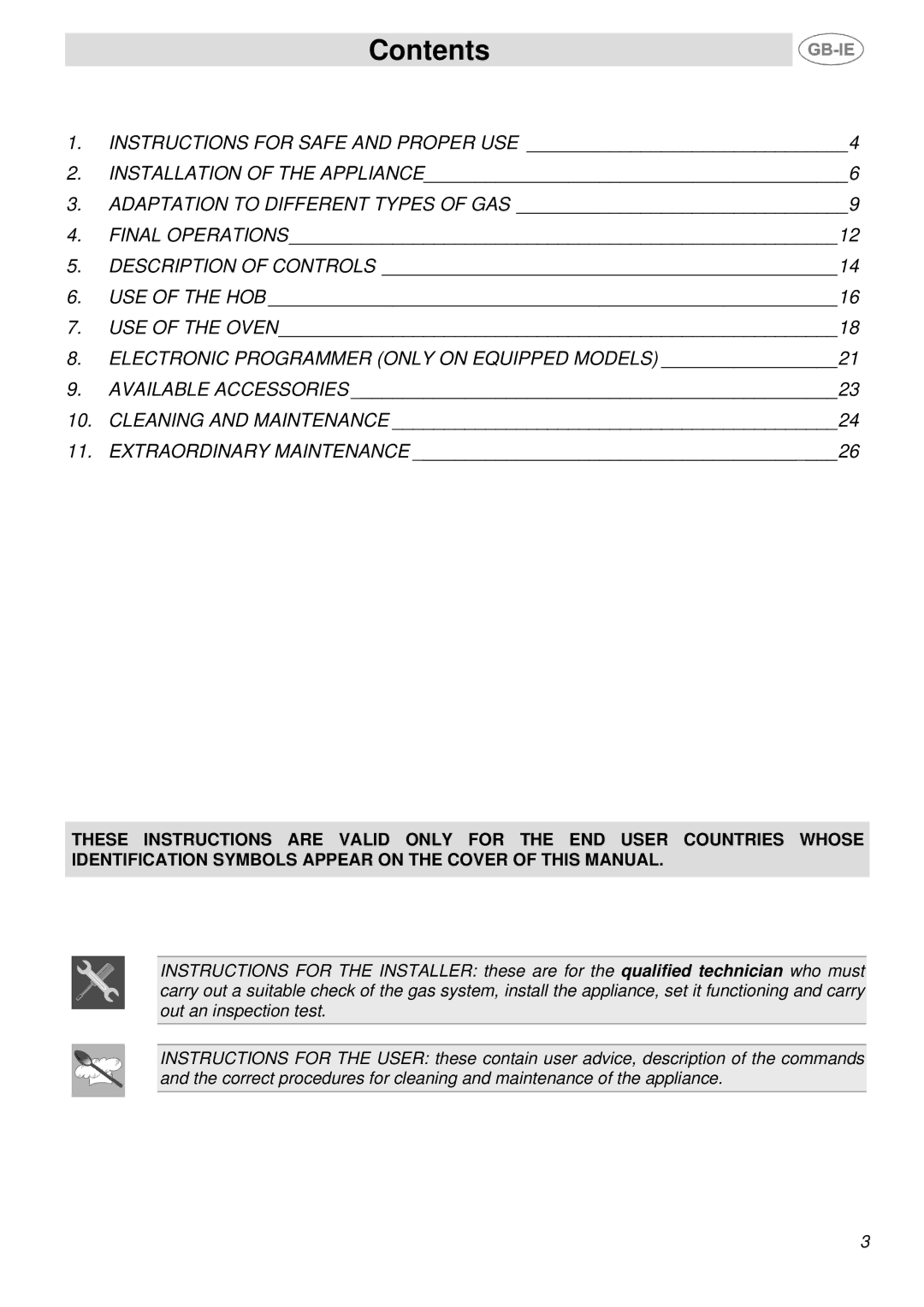 Smeg SSA91MFP1, SSA91MFA1, SSA91MFX1 manual Contents 