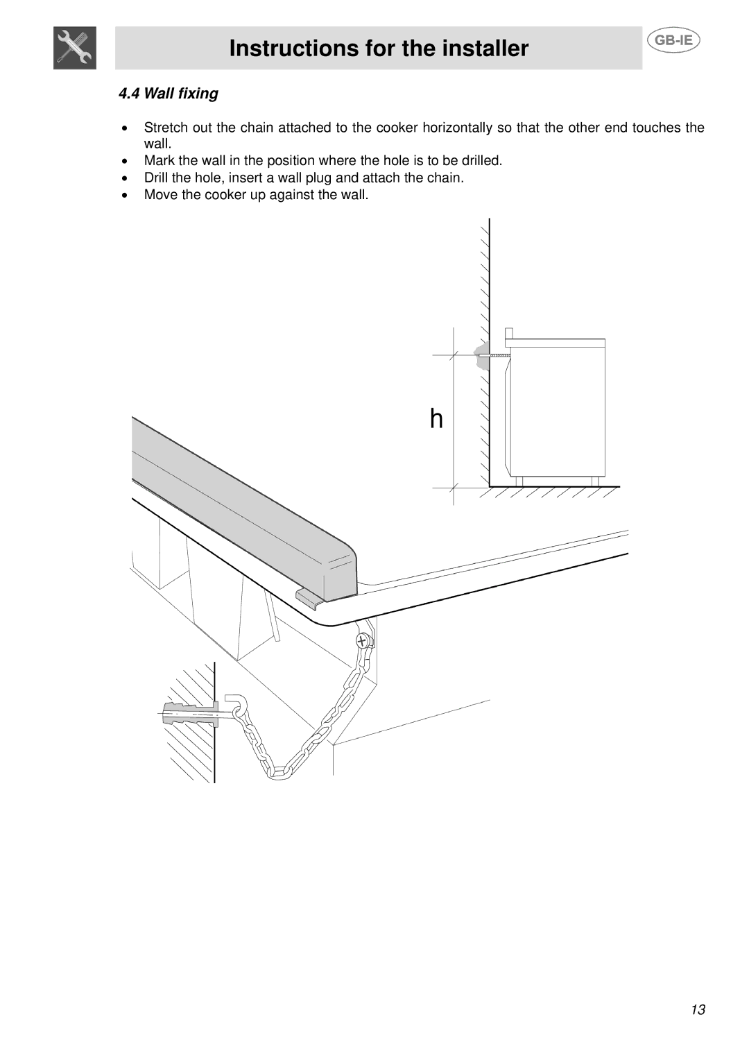 Smeg SSA91MFP1, SSA91MFA1, SSA91MFX1 manual Wall fixing 