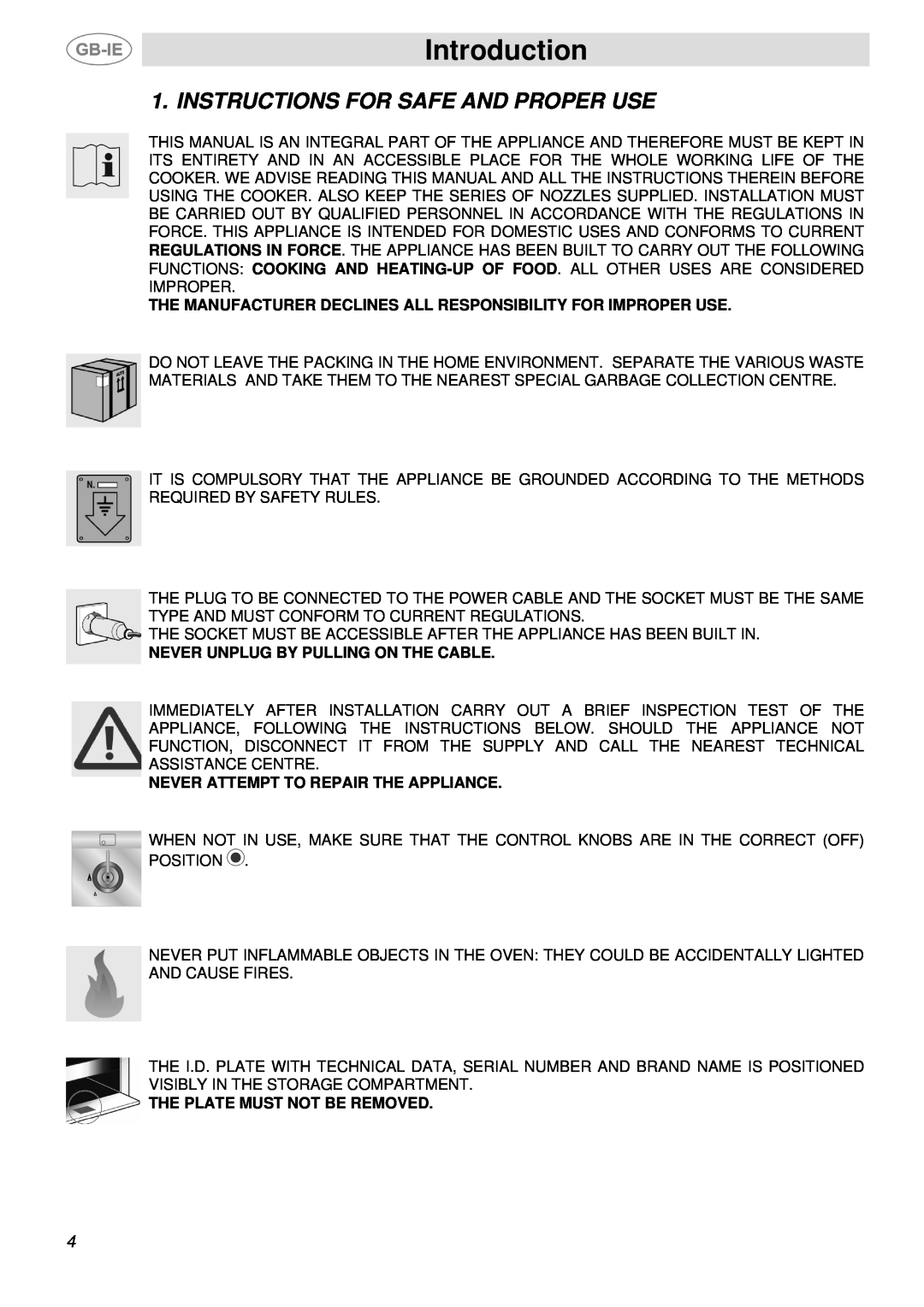 Smeg SSA91MFP1, SSA91MFA1, SSA91MFX1 manual Introduction, Instructions For Safe And Proper Use 