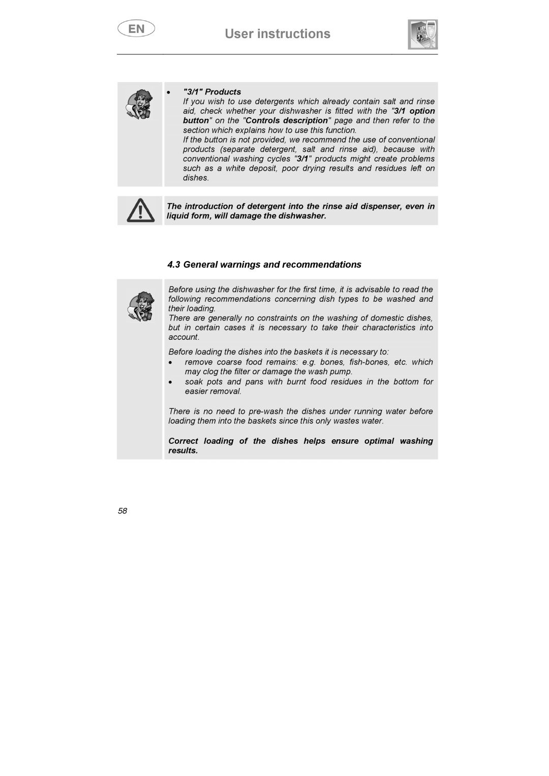 Smeg ST0904 instruction manual General warnings and recommendations, Products 