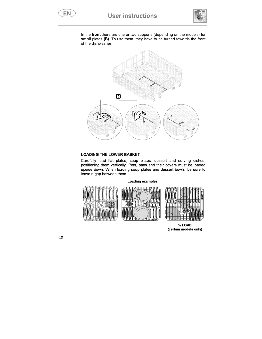 Smeg ST1146SE manual Loading The Lower Basket, User instructions 