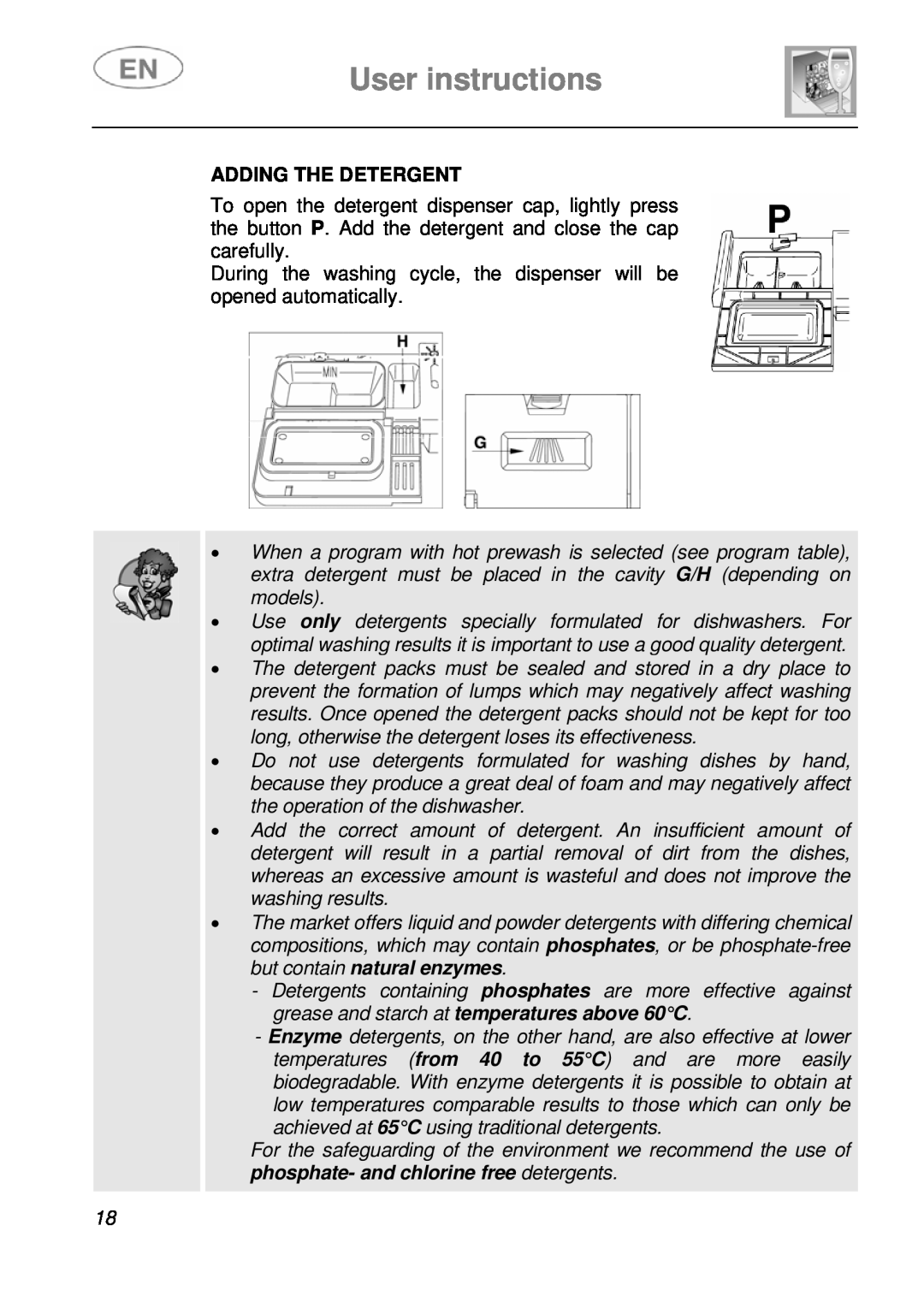 Smeg ST4108 manual User instructions, Adding The Detergent 