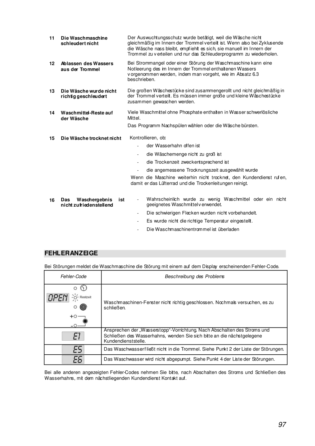 Smeg STA161S manual Das Waschergebnis ist, Nicht zufriedenstellend 