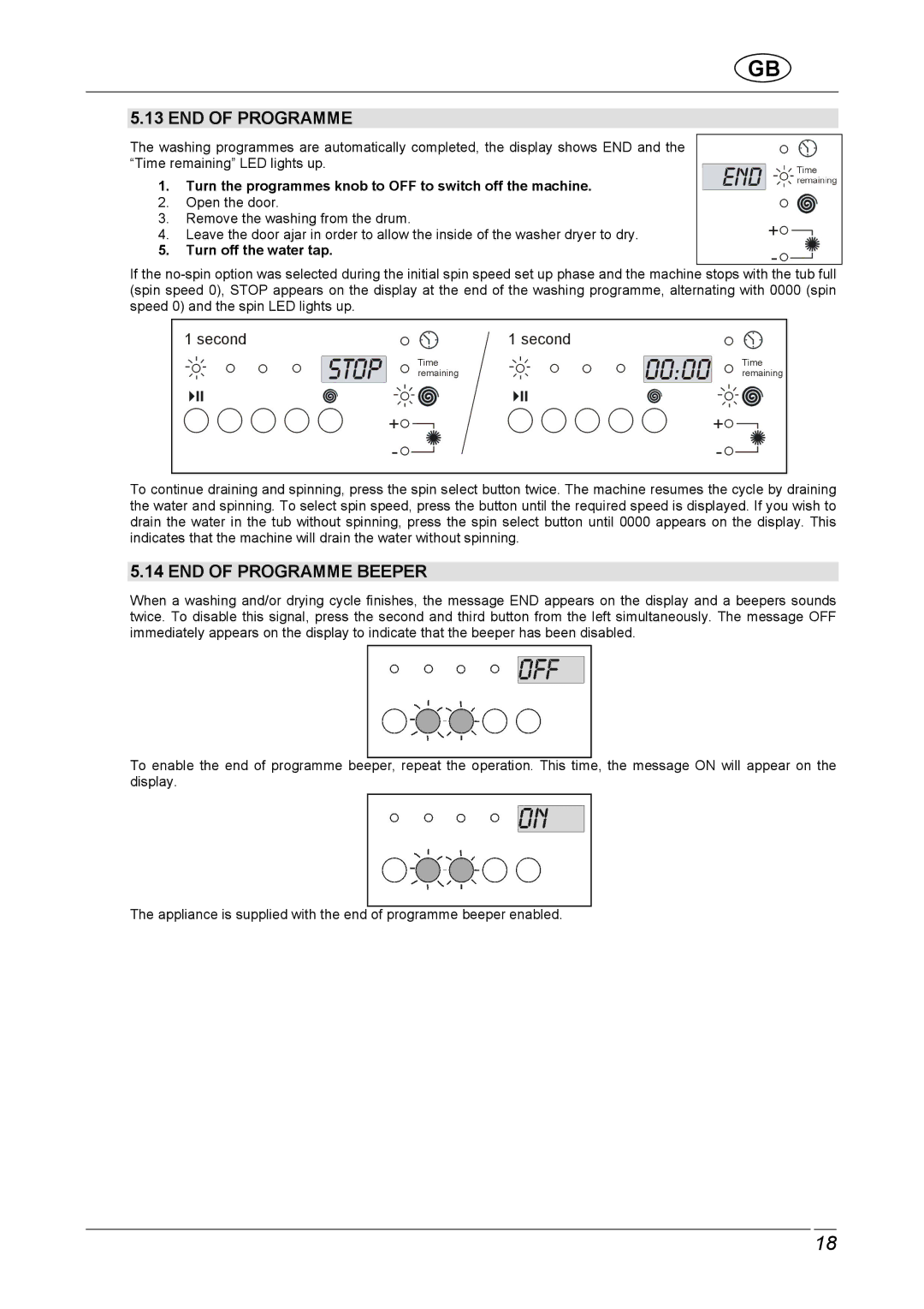 Smeg STA161S2, STA161S1 manual END of Programme Beeper 