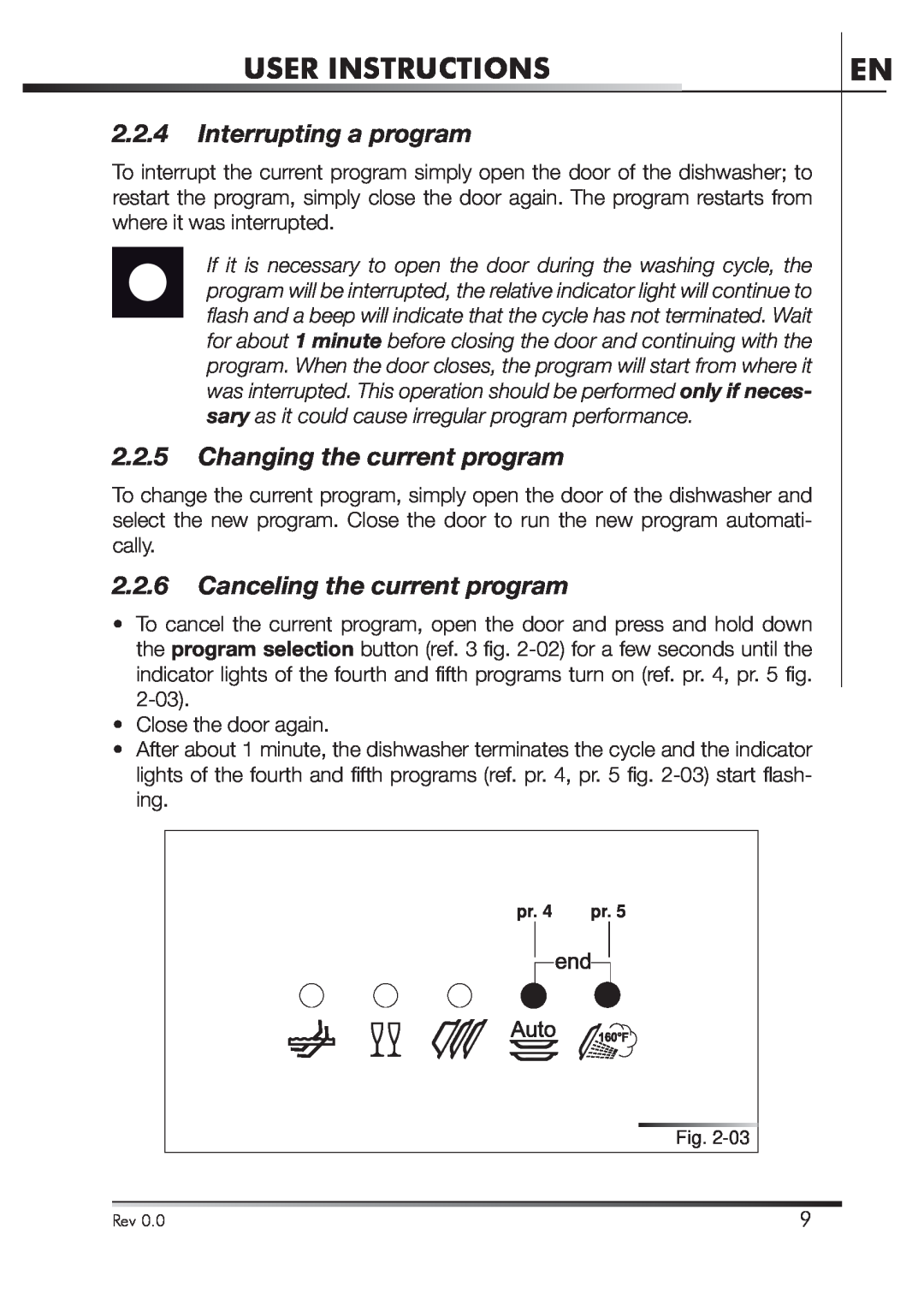 Smeg STA4645 Interrupting a program, Changing the current program, Canceling the current program, User Instructions 