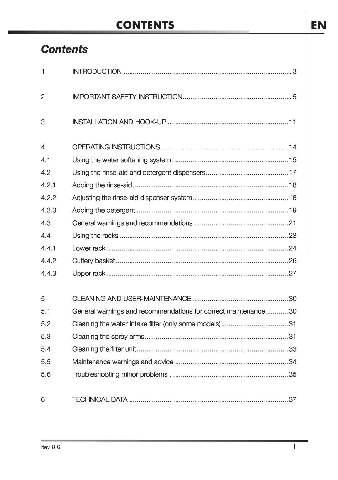 Smeg STA4645 instruction manual Contents 