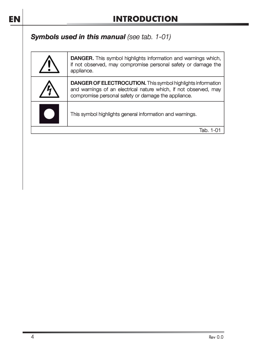 Smeg STA4645 instruction manual Introduction, Symbols used in this manual see tab 