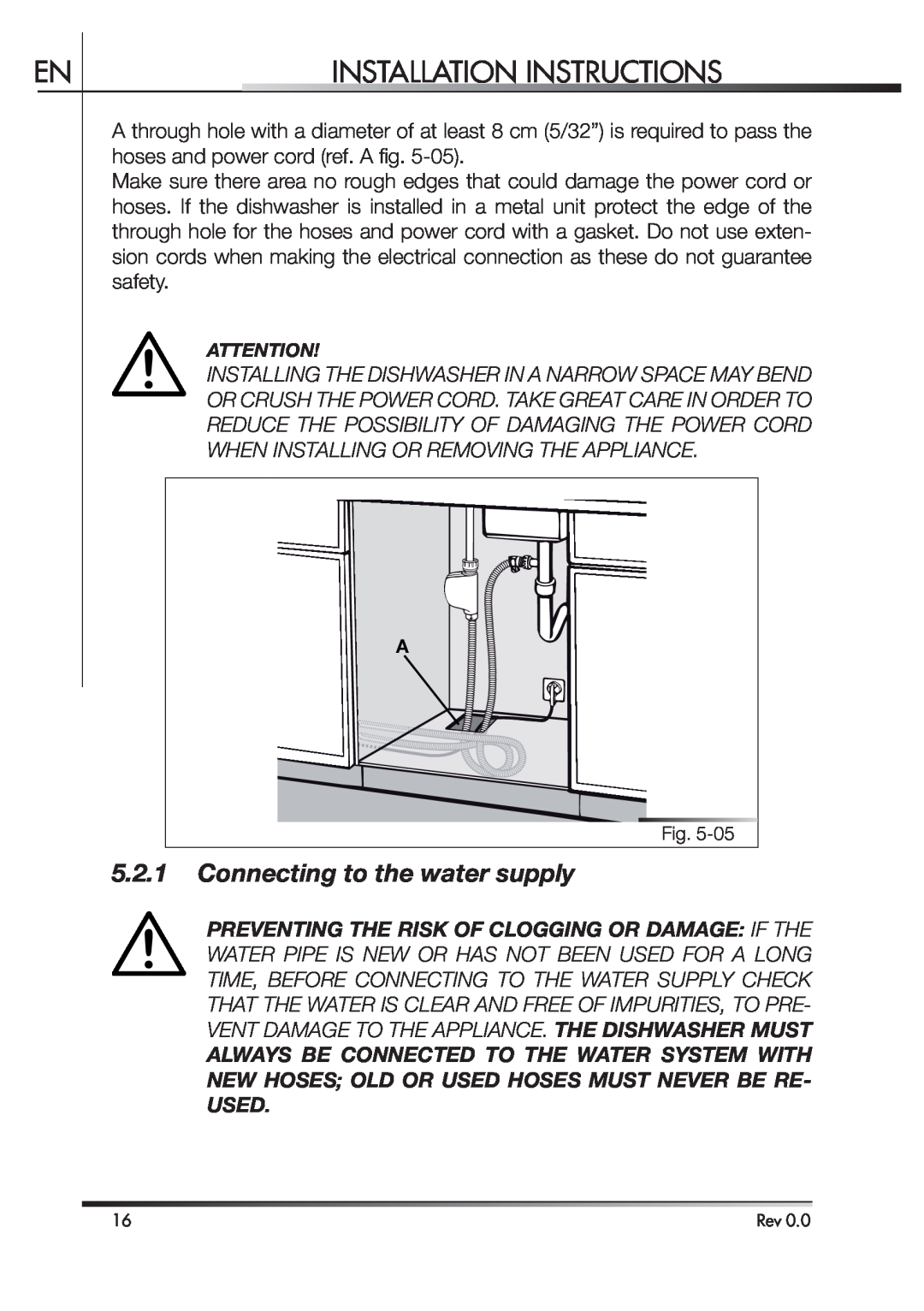 Smeg STA4645 instruction manual Connecting to the water supply, Installation Instructions 