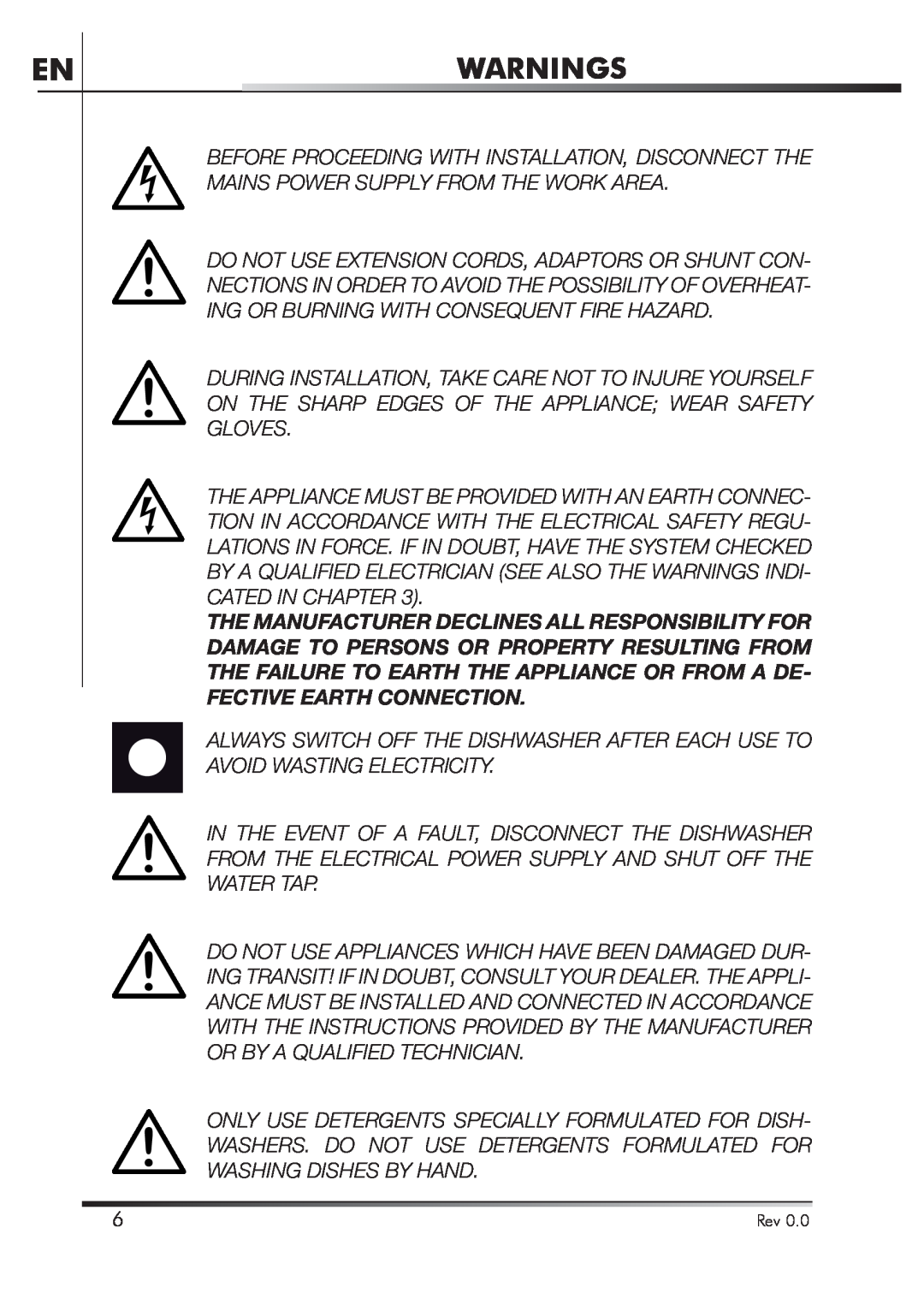 Smeg STA4645U manual Warnings 