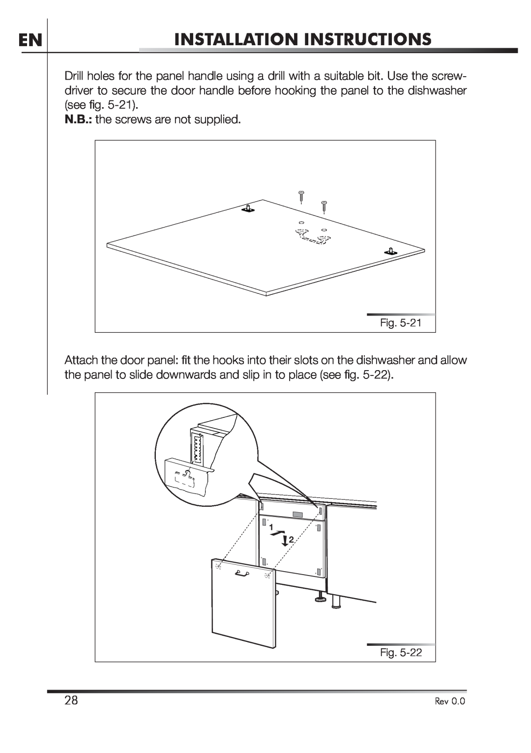 Smeg STA4645U manual Installation Instructions, see ﬁ g 