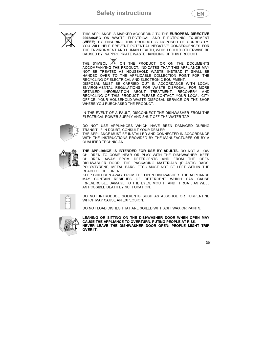 Smeg STA6145, STA6045BE, STA6047 instruction manual Safety instructions 