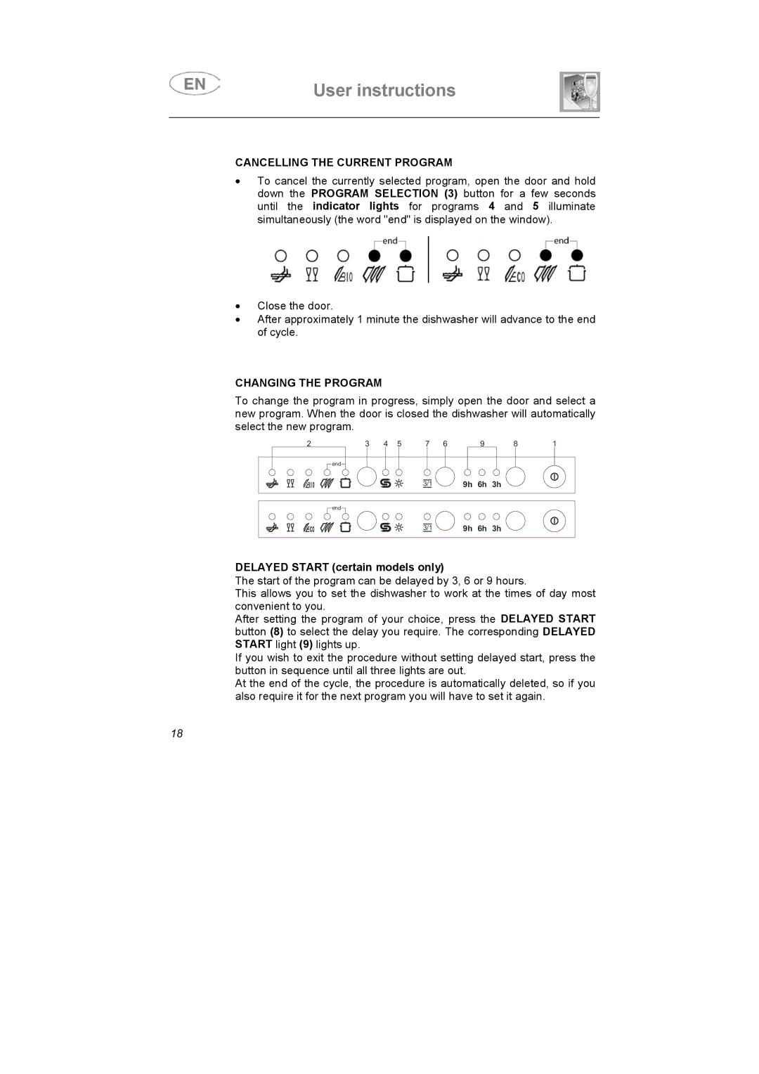 Smeg STA6145, STA6045BE, STA6047 instruction manual Cancelling the Current Program, Changing the Program 