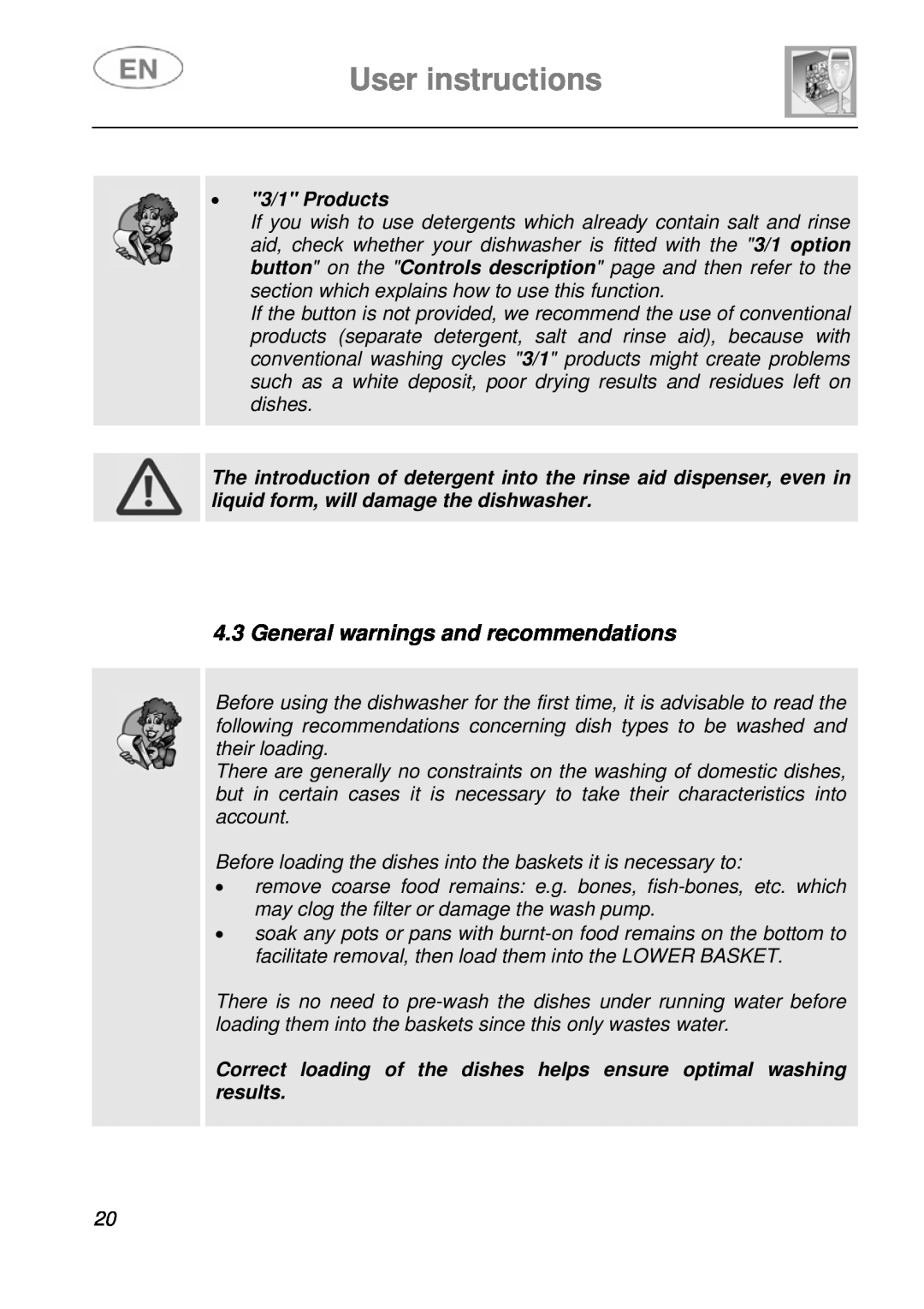 Smeg STA6246, STA6245 instruction manual User instructions, General warnings and recommendations, 3/1 Products 