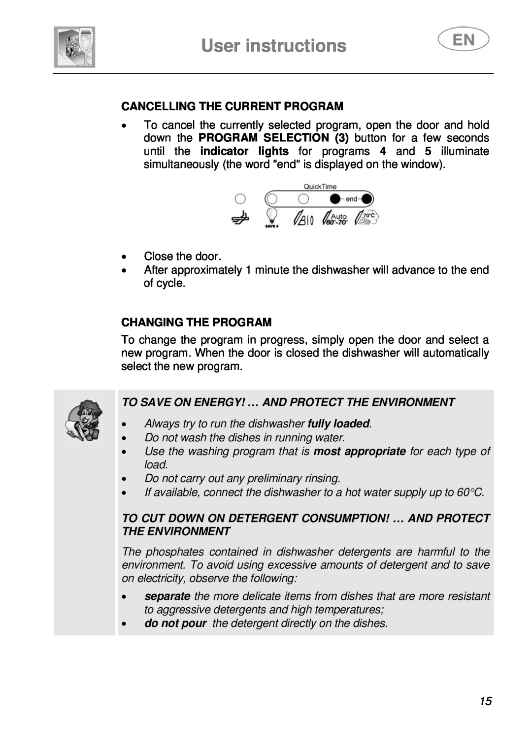 Smeg STA643PQ manual User instructions, Cancelling The Current Program, Changing The Program 