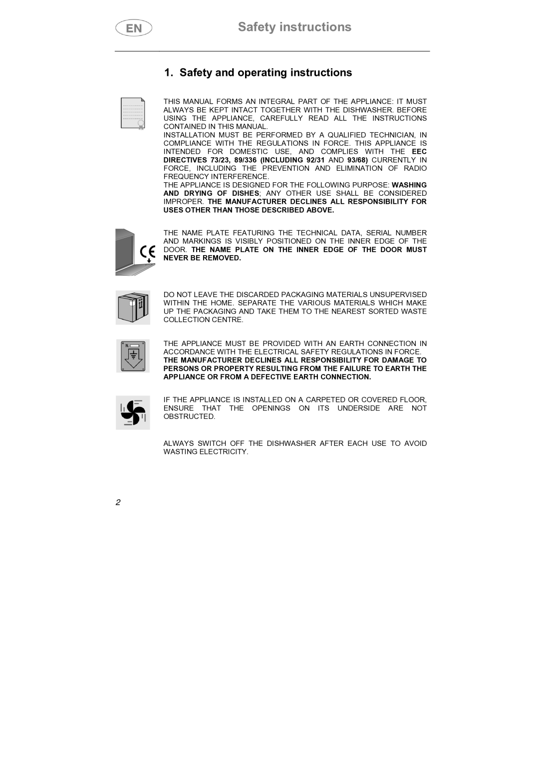 Smeg STA645Q manual Safety instructions, Safety and operating instructions 