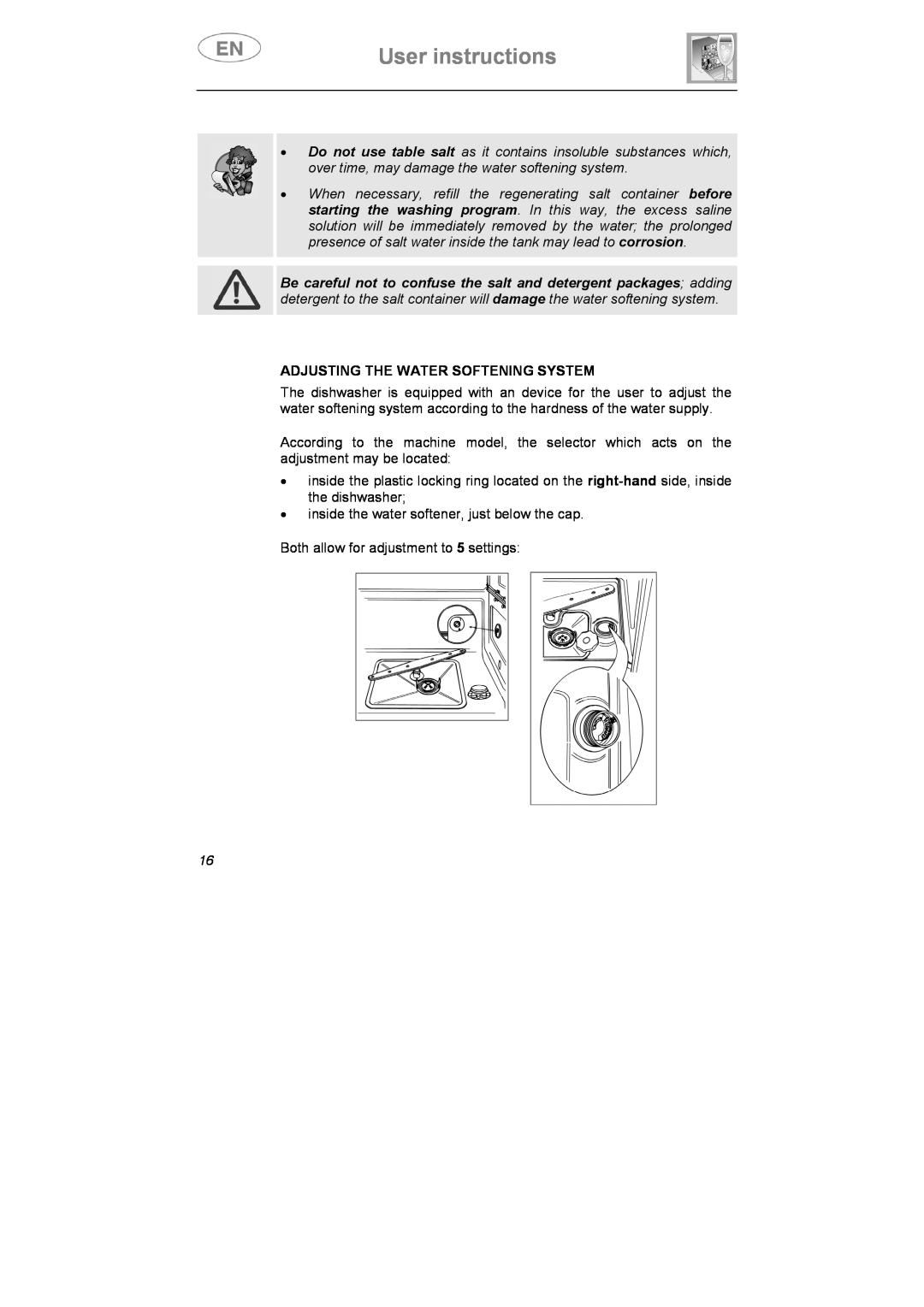 Smeg STA645Q manual User instructions, Adjusting The Water Softening System 