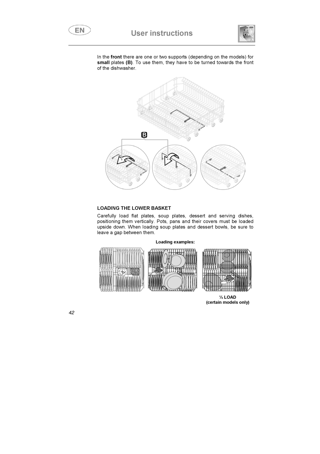 Smeg STX1-5, STX1-7 manual Loading the Lower Basket 