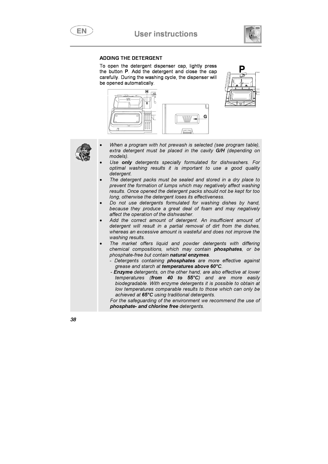 Smeg STX1-5, STX1-7 manual User instructions, Adding The Detergent 