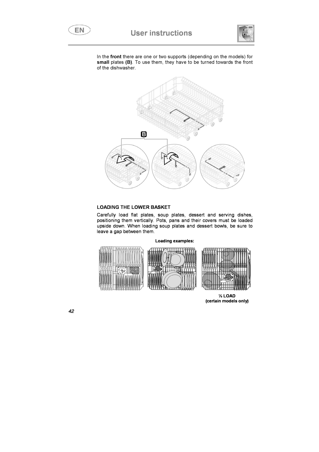 Smeg STX1-5, STX1-7 manual User instructions, Loading The Lower Basket 