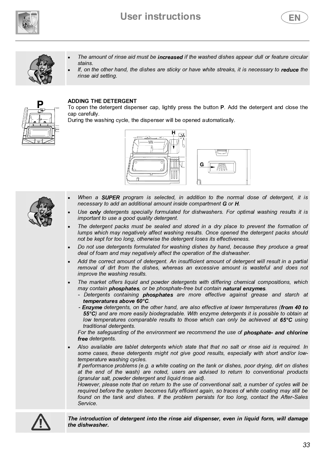 Smeg STX4-3 instruction manual Adding the Detergent 