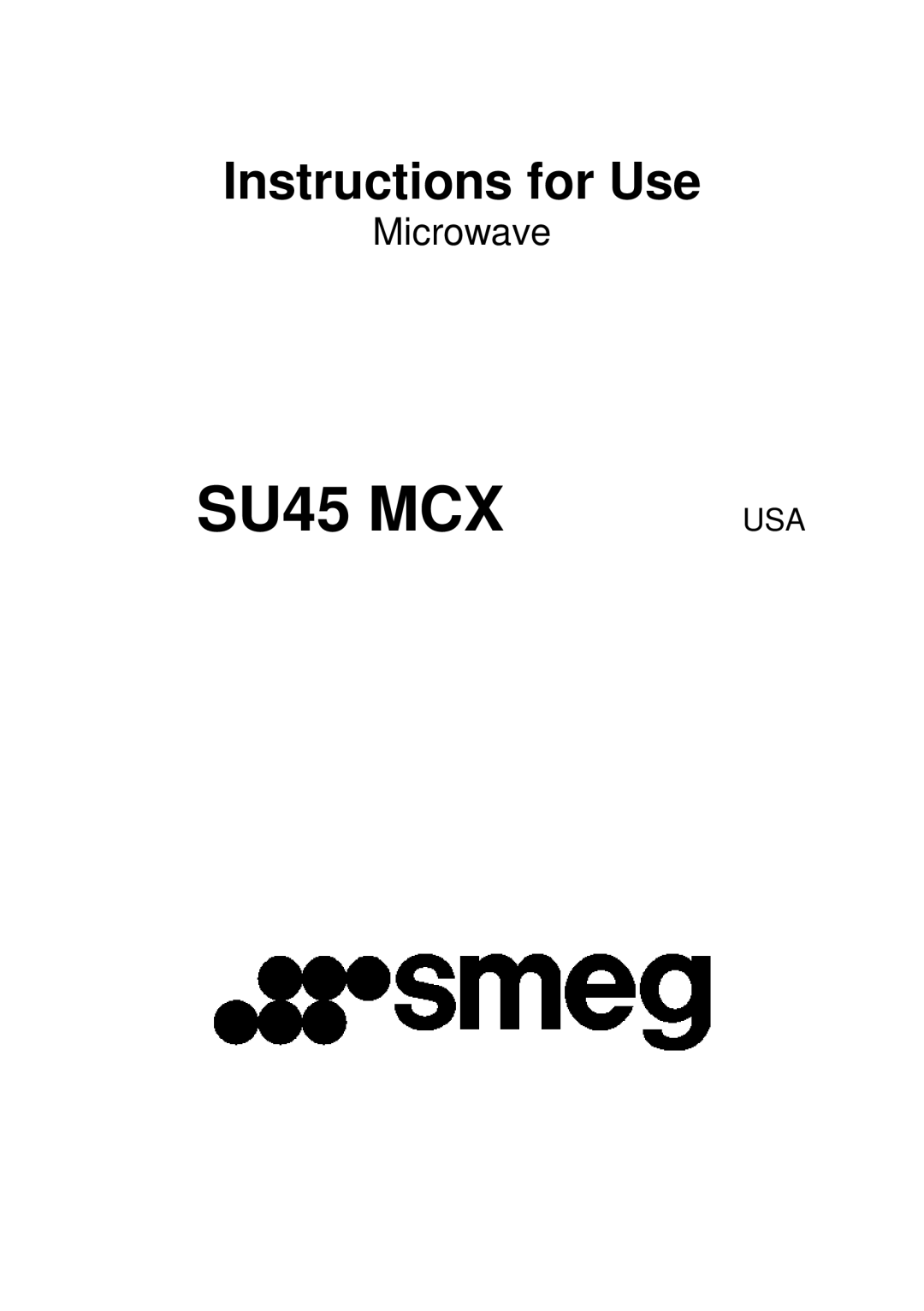 Smeg SU45 MCX manual 