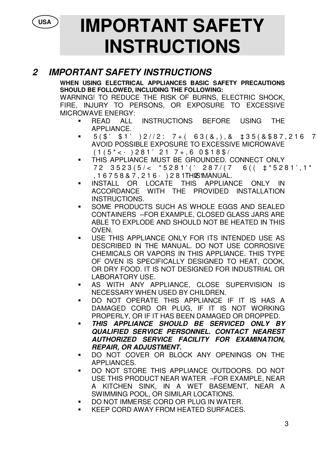 Smeg SU45 MCX manual Important Safety Instructions 