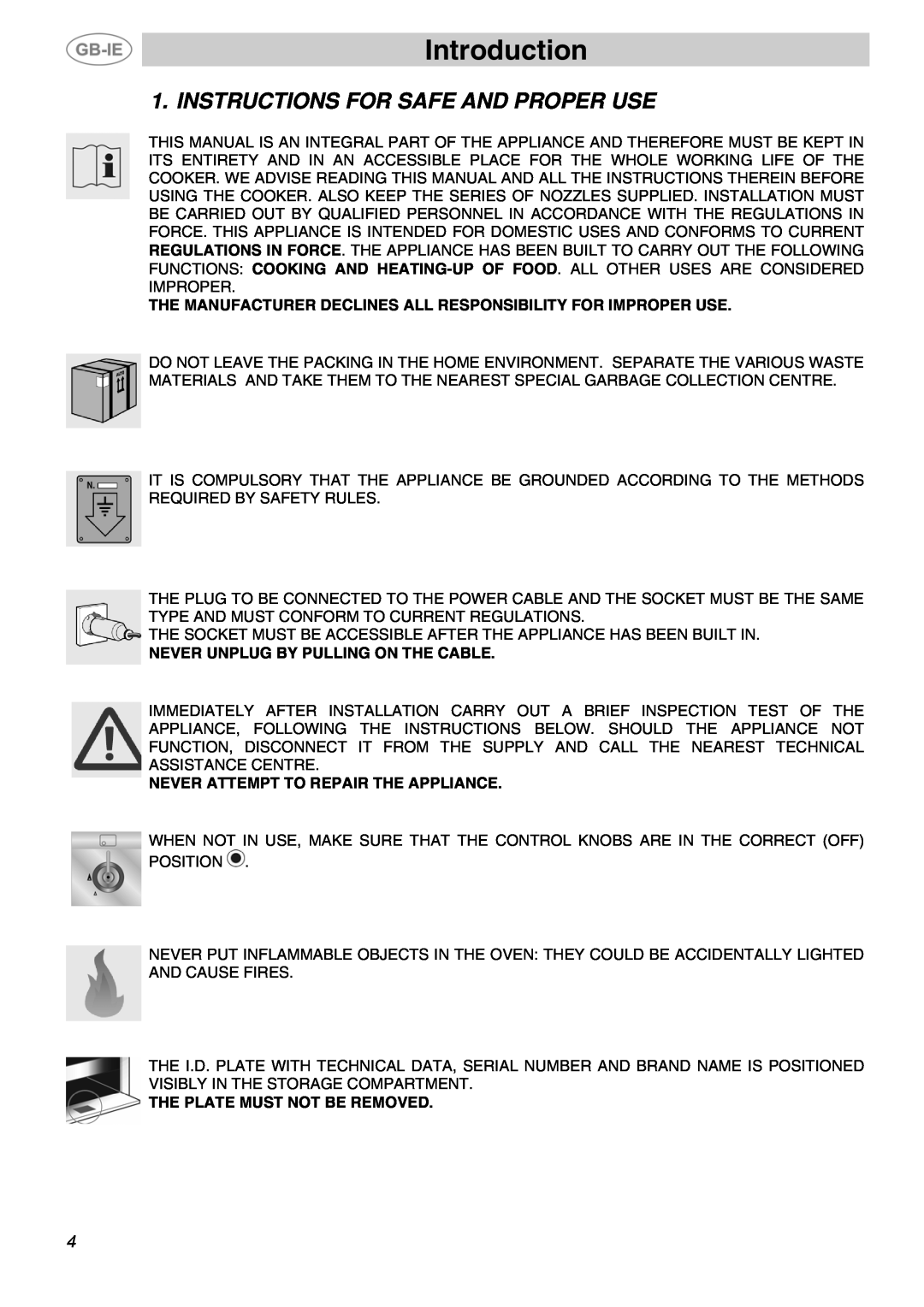 Smeg SUK81MFA5, SUK81MFX5, SUK81MBL5 manual Introduction, Instructions For Safe And Proper Use 