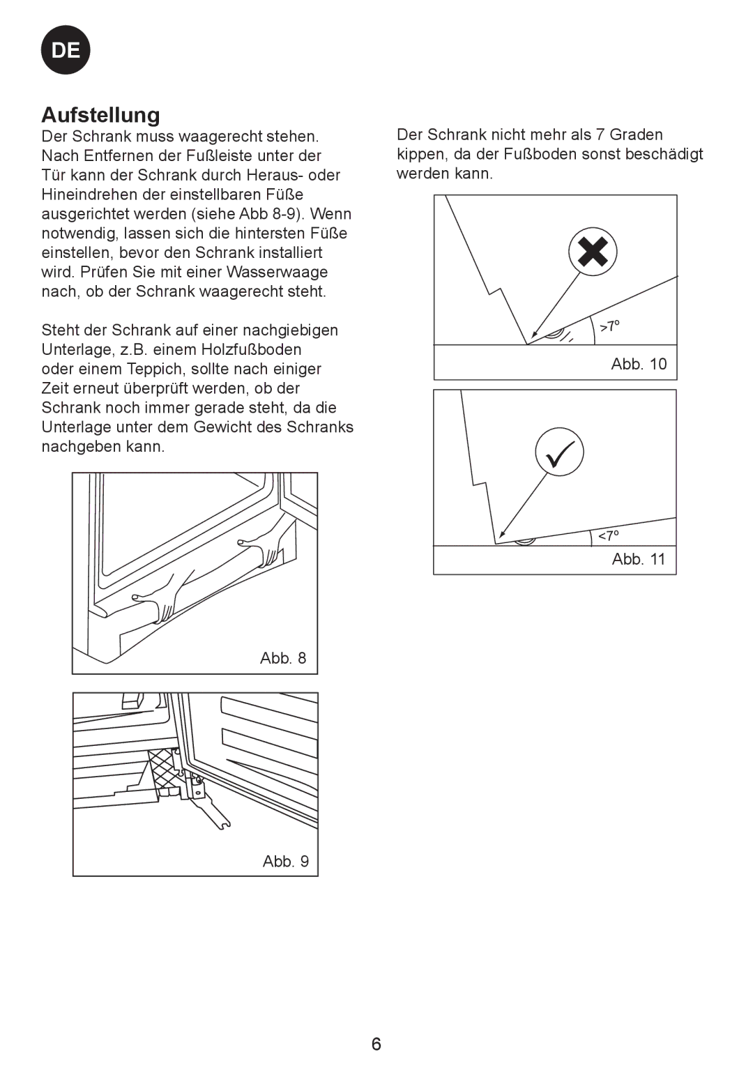 Smeg SW-Series manual Aufstellung 