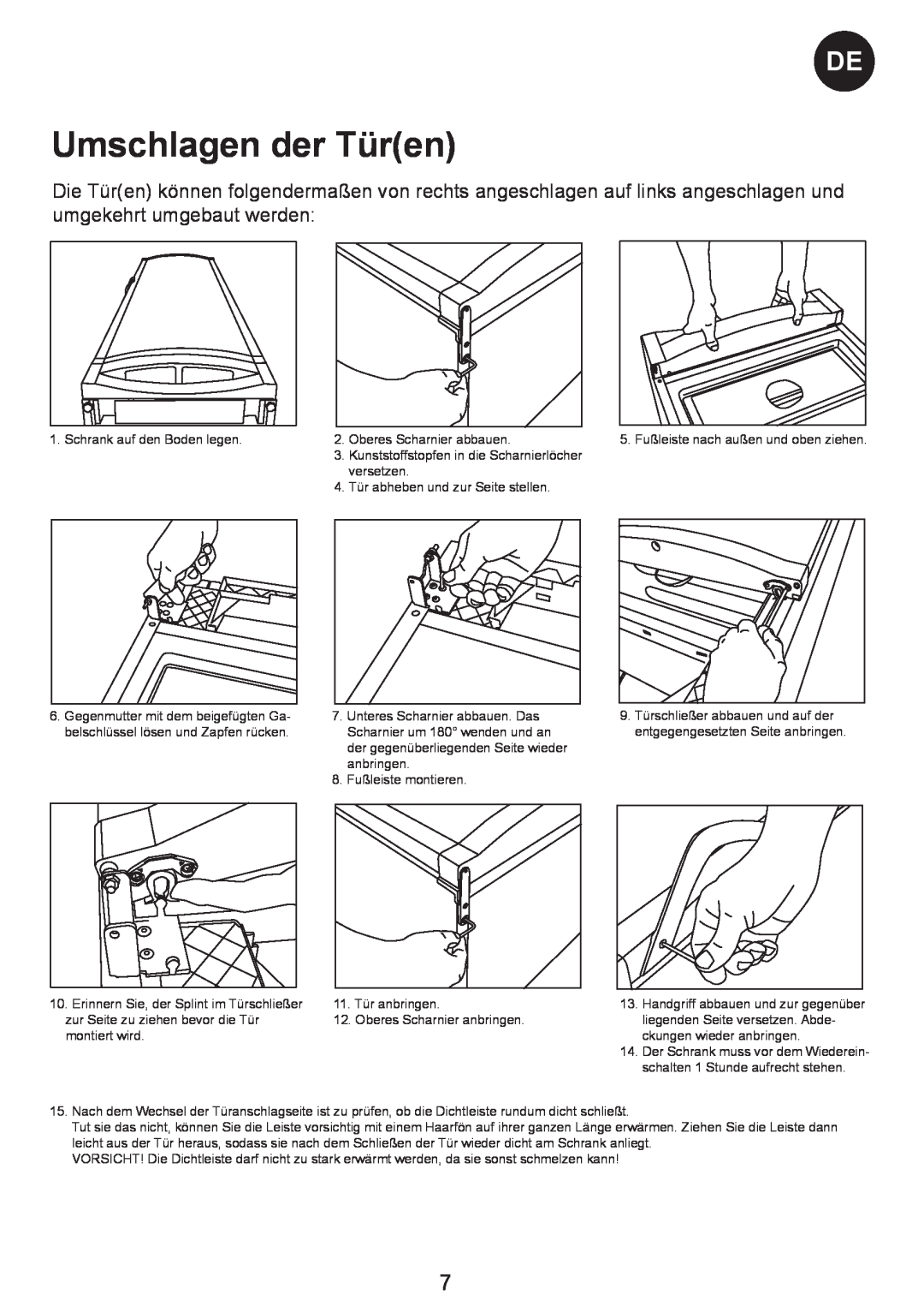 Smeg SW-Series manual Umschlagen der Türen 